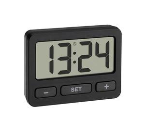 TFA Dostmann Horloge numérique Mini, 60.2035.01, pendulette de Table, Convient également pour la Voiture/Le Camping-Car, pour Les examens et Les Concours, Noir