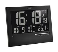 TFA Dostmann Horloge Radio-pilotée numérique avec Correction de Fuseau horaire, 60.4508, rétro-éclairage Automatique, avec température intérieure, Date, Jour de la Semaine, Noir