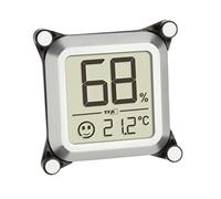 TFA Dostmann Hygromètre à cigares numérique, 30.5056.54, à installer dans la cave à cigares/l'armoire à cigares, pour mesurer l'humidité de l'air, avec indicateur de smiley, argenté
