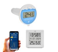 TFA Dostmann Kit de démarrage Thermomètre numérique piscine et passerelle, 35.8110, compatible avec TFA.me, pour la surveillance en ligne de piscines, étangs, bains glacés, température de l'eau, blanc