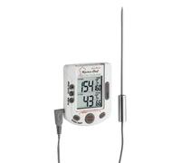 TFA Dostmann Küchen-Chef Duo-Therm Thermomètre numérique pour Gril/Four, 14.1503, contrôle de température à cœur, à Viande, sonde de température, minuterie, température prédéfinie, Blanc