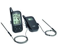 TFA Dostmann Küchen-Chef Thermomètre à rôtis/gril numérique sans fil, 14.1511.01, 2 sondes à piquer pour mesurer la température du four et du cœur du four, pour bbq/fumoir, noir