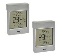 TFA Dostmann Lot de 2 thermomètres de fenêtre WINDOO 30.1067.15 - Mesure numérique de la température extérieure - Montage facile - Résistant aux intempéries - Valeurs maximales et minimales - Avec
