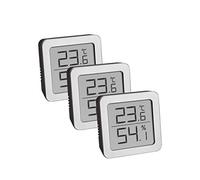 TFA Dostmann Lot de 3 hygromètres numériques à l'intérieur, 95.2019.54, pour mesurer l'humidité et la température, avec support magnétique flexible, noir/argent