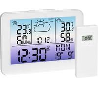 TFA Dostmann Station météo sans fil et capteur extérieur Meteo Sky, 35.1175, rétro coloré, thermomètre/humidité intérieure extérieure, prévisions météo avec symboles, numérique, jour francaise, blanc