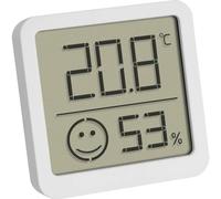 TFA Dostmann Mini thermométre-hygromètre numérique, 30.5053.02, température intérieures et humidité dans maison, petit et maniable, à poser/à suspendre, blanc