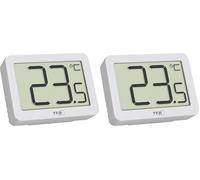 TFA Dostmann Mini Thermomètre intérieur numérique, 30.1065.02, surveiller la température ambiante, mini thermomètre digital, idéal pour la voiture, la maison, petit, blanc (Lot de 2)