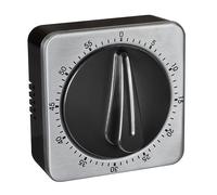 TFA Dostmann Minuterie de Cuisine analogique avec façade en Acier Inoxydable, jusqu'à 60 Min, 38.1043, minuteur à œufs, Signal sonore, pour Les études, Le Sport ou comme minuteur de Jeu, Noir