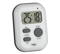 TFA Dostmann Minuteur numérique 38.2053 – alarme sonore forte, vibration, clignotement, blanc
