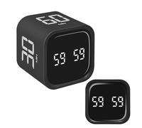 TFA Dostmann Minuterie numérique Mini Cube, 38.2061, pour la Technique Pomodoro, études, Enfants, 5/10/30/60 Minutes, Gestion personnalisée du Temps, de Sport, de Bureau, pour la Cuisine, Noir