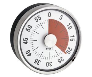 TFA Dostmann Minuteur analogique Puck, 38.1028.10, Minuteur pour œufs, Minuteur de Cuisine, mécanique, à Tourner, magnétique, Gris