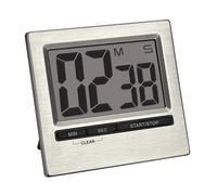 TFA Dostmann Minuteur électronique, 38.2013.54, avec Fonction mémoire, Timer de Cuisine, pour Apprendre, numérique, minuterie Courte, chronomètre Digital, Sport, argenté