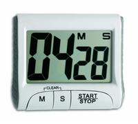 TFA Dostmann Minuteur et chronomètre numérique, 38.2021.02, Compte à rebours jusqu'à 99min/59s, Chronomètre à œufs, Fonction mémoire, Grands Chiffres, Aimant/Support, Blanc