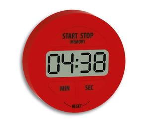 TFA Dostmann Minuteur et chronomètre numérique, 38.2022.05, Ronde, Petit et maniable, magnétique, avec Fonction mémoire, Rouge