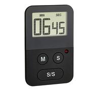 TFA Dostmann Minuteur numérique 38.2047.01 avec chronomètre, LED d'alarme, Petit et maniable, Noir, (L) 50 x (l), 9 x (h) 80 mm