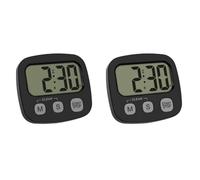 TFA Dostmann Minuteur numérique 38.2057.01, pour Cuisine, Sport, étude, avec Horloge et chronomètre, magnétique, Grand écran, minuteur à œufs, Noir (Lot de 2)