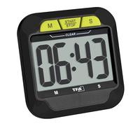 TFA Dostmann Minuteur numérique avec chronomètre 38.2054.01, Son d'alarme (Normal/élevé), minuteur de Courte durée avec chronomètre, magnétique, réversible, pour Cuisine, Examen, Sports