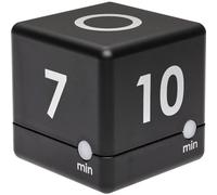 TFA Dostmann Minuteur numérique Cube avec Alarme sonore et LED - 3-5-7-10 Minutes, minuteur réglable à Piles, Pratique pour la Cuisine et Le Bureau, Noir