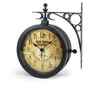 TFA Dostmann Horloge Murale d'extérieur, 60.3011, Horloge de Jardin Double Face avec Affichage de la température, Horloge de Gare, Style campagnard, résistante aux intempéries