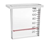 TFA Dostmann Pluviomètre extérieur analogique, 47.1014, Mesure précise des précipitations, Fixation pour clôture & Balustrade, Plastique, avec marqueur de Niveau, Transparent