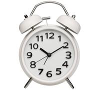 TFA Dostmann Retro Réveil analogique à Double Sonnerie en métal, 60.1040, sans tic-tac, Silencieux, à Piles, réveil Vintage, Horloge à Quartz, réveil avec Sonnerie, Blanc