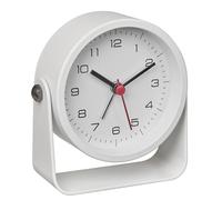 TFA Dostmann Réveil analogique Design Moderne, 60.1042.02, réveil de Chevet avec éclairage d'arrière-Plan, en métal, Horloge de Table, Blanc