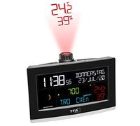 TFA Dostmann Réveil de Projection WLAN Show, 35.8002.01, avec Projection de l'heure, Alarme de réveil, Application View Gratuite, minuterie de Sommeil Court, Climat ambiant, Noir, Plastique