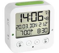 TFA Dostmann réveil Digital Bingo, 60.2528.02, avec Horloge Radio-pilotée, 2 alarmes programmables, température intérieure, Blanc