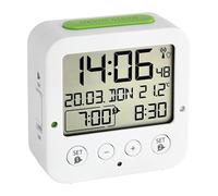 Réveil TFA Dostmann 60.2528.02 radiopiloté(e) blanc, vert Heures de réveil 2