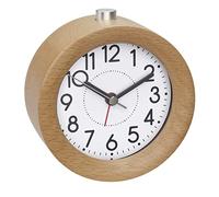TFA Dostmann Réveil analogique en bois 60.1039.05 – silencieux, rétro-éclairage, snooze – Brun