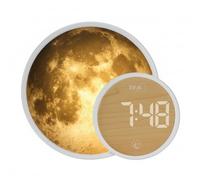 TFA Dostmann Réveil Lumineux numérique avec éclairage d'ambiance, 60.2050, Film Lunaire, veilleuse, Soluna Mini, réveil, Fonction Lever de Soleil, Aide au Sommeil, Fonction de Recharge, Blanc