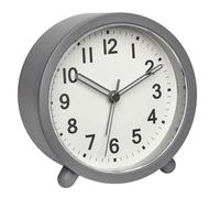 TFA Dostmann Réveil Matin, analogique Silencieux, 60.1043.10, à Piles, sans tic-tac, Mouvement à Quartz, éclairage sur Simple Pression d'un Bouton, avec Alarme, Chambre à Coucher/Bureau, Gris