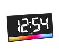 TFA Dostmann Réveil numérique avec éclairage d'ambiance, 60.2051, dégradé de Couleurs ou 8 Couleurs, 4 Niveaux de luminosité, Alarme avec Fonction Snooze, Facile à Lire, Fonction de Recharge, Noir