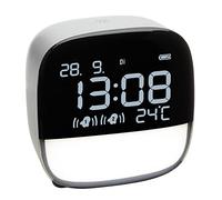 TFA Dostmann Réveil numérique avec veilleuse LED, 60.2034.02, température intérieure Jour de la Semaine et Date Inclus, avec Batterie, 2 Heures de réveil, Blanc