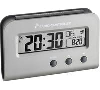 TFA Dostmann Réveil radio digital, 60.2513.01, alarme de réveil avec fonction snooze, petit et maniable, rétro-éclairage, noir