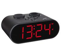 TFA Dostmann Réveil Radio-piloté numérique Ellypse, 60.2551.01, avec Fonction de Charge USB, Chiffres Lumineux LED, Noir