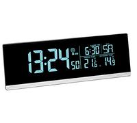 TFA Dostmann Réveil Radio-piloté numérique Multi-Color, 60.2548.01, avec Changement de Couleur et de température extérieure, Plastique, Noir