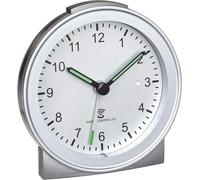 TFA Dostmann Réveil Radio-pilotée, 60.1517.54, Aiguilles luminescentes, réveil Silencieux, reveil Matin, Fonction Snooze, argenté