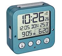TFA Dostmann Réveil Radio-pilotée Bingo, 60.2539.20, avec 2 Heures de réveil, avec température intérieure, Facile à Utiliser, Turquoise