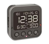 TFA Dostmann 60.2552.01 radiopiloté(e) Réveil noir Heures de réveil 2 grand écran