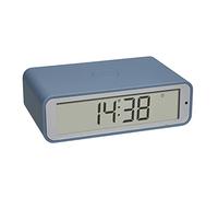 TFA Dostmann Réveil Radio-pilotée numérique Twist, 60.2560.06 Fuseau horaire réglable, Mode 12/24h, Rotation de l'écran de 180°, Design Plat, réveil Voyage, Bleu