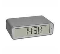 TFA Dostmann Réveil Radio-pilotée numérique Twist, 60.2560.15 Fuseau horaire réglable, Rotation de l'écran de 180°, Design Plat, pour Premier Appartement, Gris