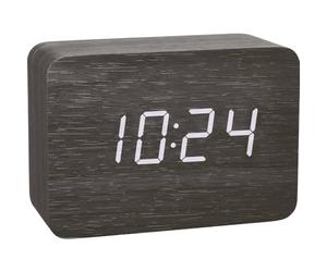 TFA Dostmann Réveil radiocommandé design Clocco en aspect bois, 60.2549.01, plastique, blanc/noir, L 100 x L 41 x H 70 mm