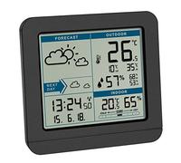 TFA-Dostmann Sky 35.1152 Station météo sans Fil avec capteur extérieur, prévisions météo et Horloge Radio (Noir avec Batteries)
