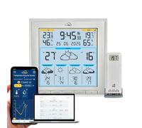 TFA Dostmann Station météo avec capteur ext. wifi TFA.me ID-08, 35.8105, prévisions météo de wetter.com pour 5 jours, portail en ligne, valeurs max. et min., fonction d'alerte, couleur blanche