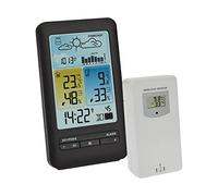 TFA Dostmann Station météo Intérieur Extérieur sans fil, 35.1165, prévisions météo avec symboles, pression atmosphérique, phase de lune, horloge, valeurs max/min, exclusivité Amazon, noir