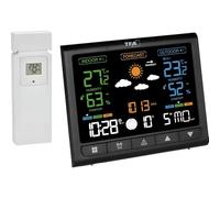 TFA Dostmann Station météo Intérieur Extérieur sans fil avec capteur, CONTRAST, 35.1171, écran VA, thermomètre/hygromètre pour intérieur, Alarme de température, Phase de Lune, Noir