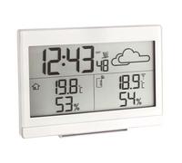 TFA Dostmann Station météo numérique CASA, 35.1135.02, capteur san fil, prévisions météo, température extérieure et intérieure, humidité, avec horloge radio-pilotée, blanc