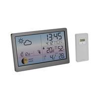 TFA Dostmann Station météo sans Fil avec capteur extérieur Luna Sky, 35.1169, température et humidité Interieur exterierur, Phase de Lune, écran Couleur, Alarme de température extérieure, Gris