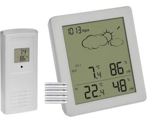 TFA Dostmann Station météo sans fil Clear 35.1168.02 avec capteur extérieur, température et humidité intérieure et extérieure, prévisions météo avec pression atmosphérique et icônes, numérique,